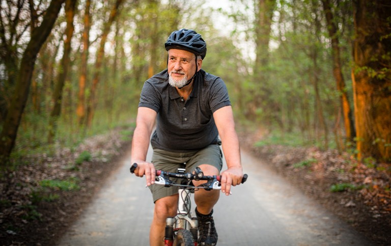 A man riding a bicycle