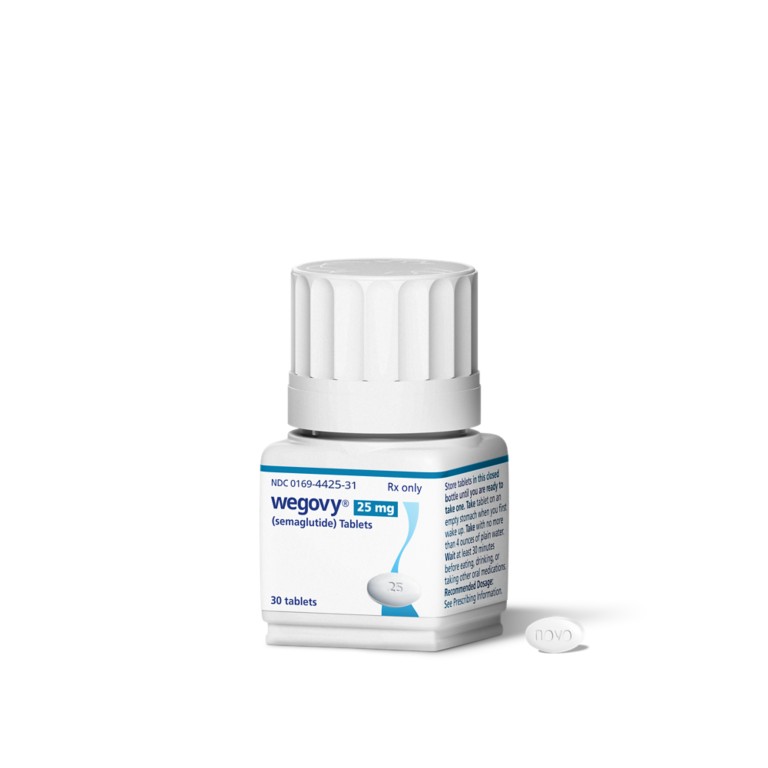 Wegovy® 25 mg pill and bottle