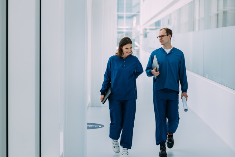 Colleagues in discussion at Novo Nordisk Denmark.