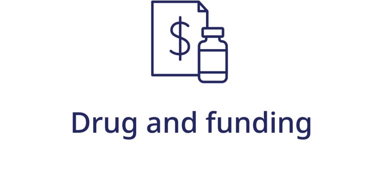 Illustration of funding and medicine bottle