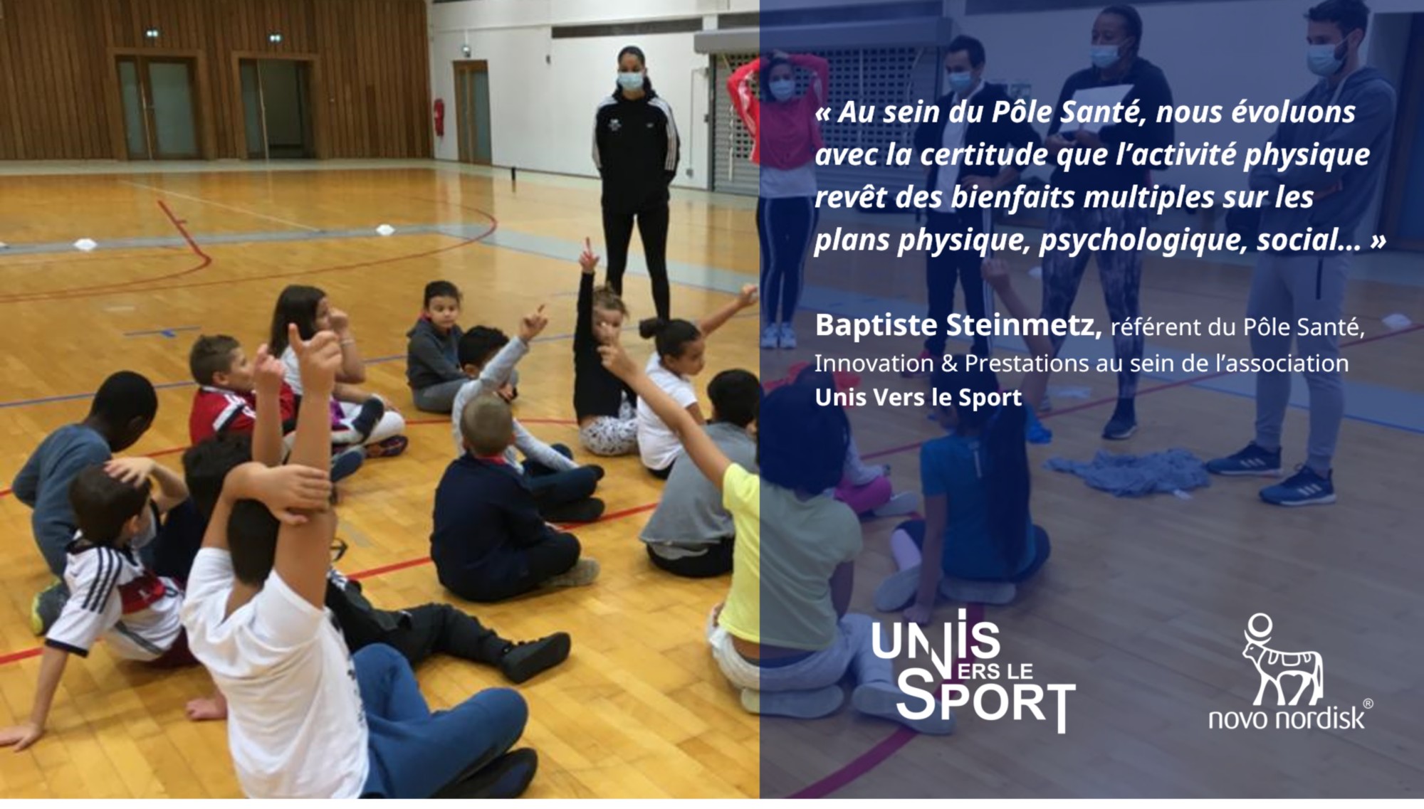 Photo d'un groupe d'enfant participant aux activités sportives proposées par l'association Unis Vers le Sport