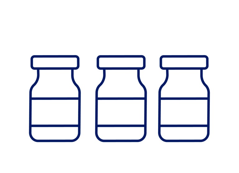 Illustrasjon som viser omrisset av noen flasker.