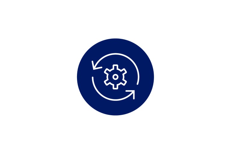 Icon of a cog wheel with arrows showing rotation movement