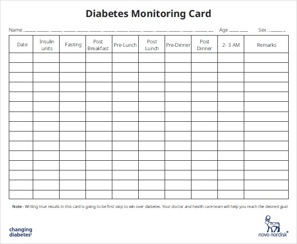 Download Diabetes Monitoring Card (PDF)