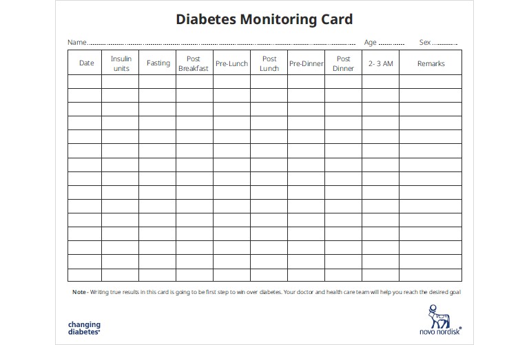 Download Diabetes Monitoring Card (PDF)