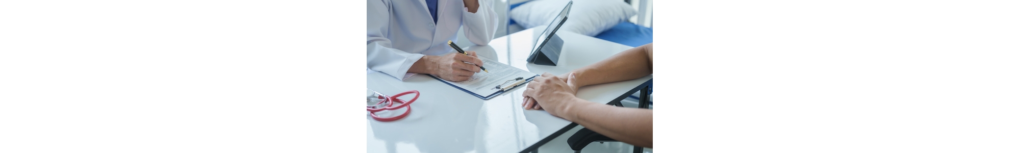 Male doctor is consulting with a young man about prostate cancer and venereal disease and sexual dysfunction about the causes of erectile dysfunction in an examination room.
