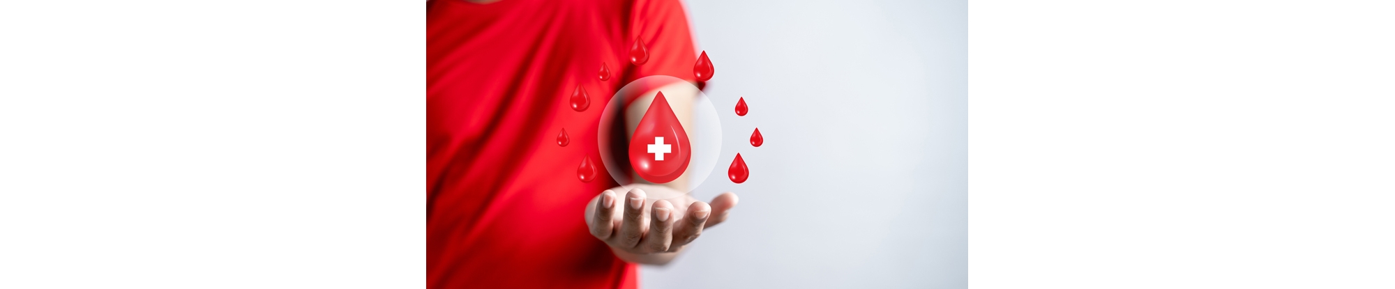 Man hands holding virtual donation blood icon, blood transfusion, world blood donor day, world hemophilia day concept.