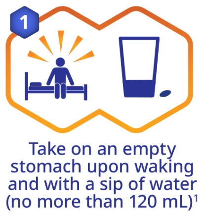 Take on an empty stomach upon waking