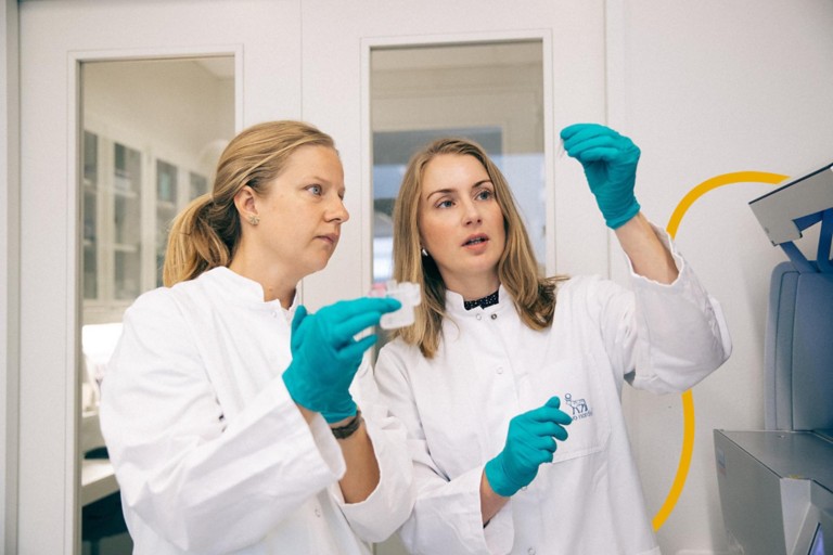 Novo Nordisk work colleagues in the lab